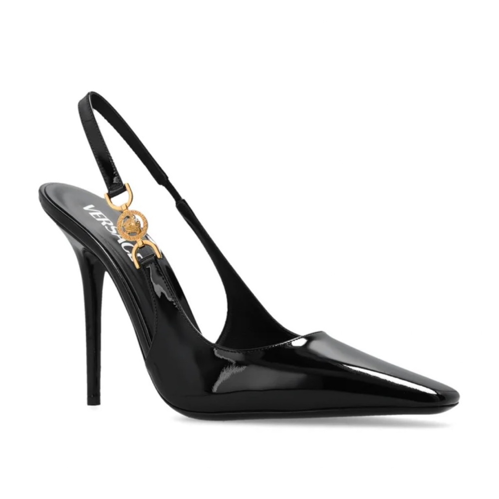 Versace Black Stiletto Slingback Heels
